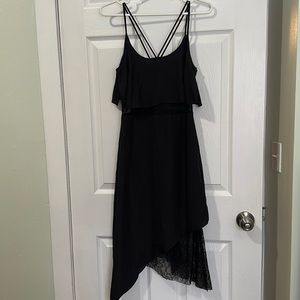 BCBG - Black Lace Hanker-chief Hem Lace Slip Dress ANTM